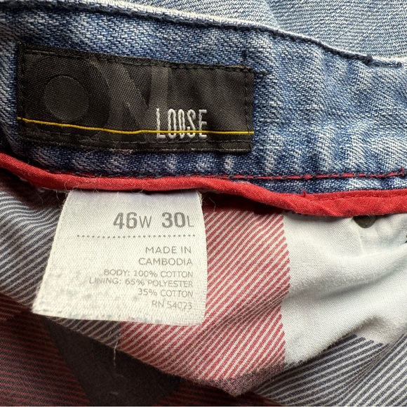 Old Navy Men's 46x30 Loose Fit Light Blue Jeans Plaid Lined Plus Size - Picture 7 of 9